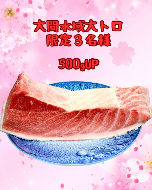 02001大間沖水域冬のクロマグロ大トロ（500ｇUP）（冷凍真空）